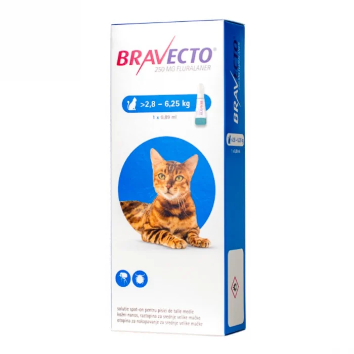 Produse deparazitare - Bravecto Spot On Pisica 2.8-6.25 kg, 250 mg, 1 pipeta