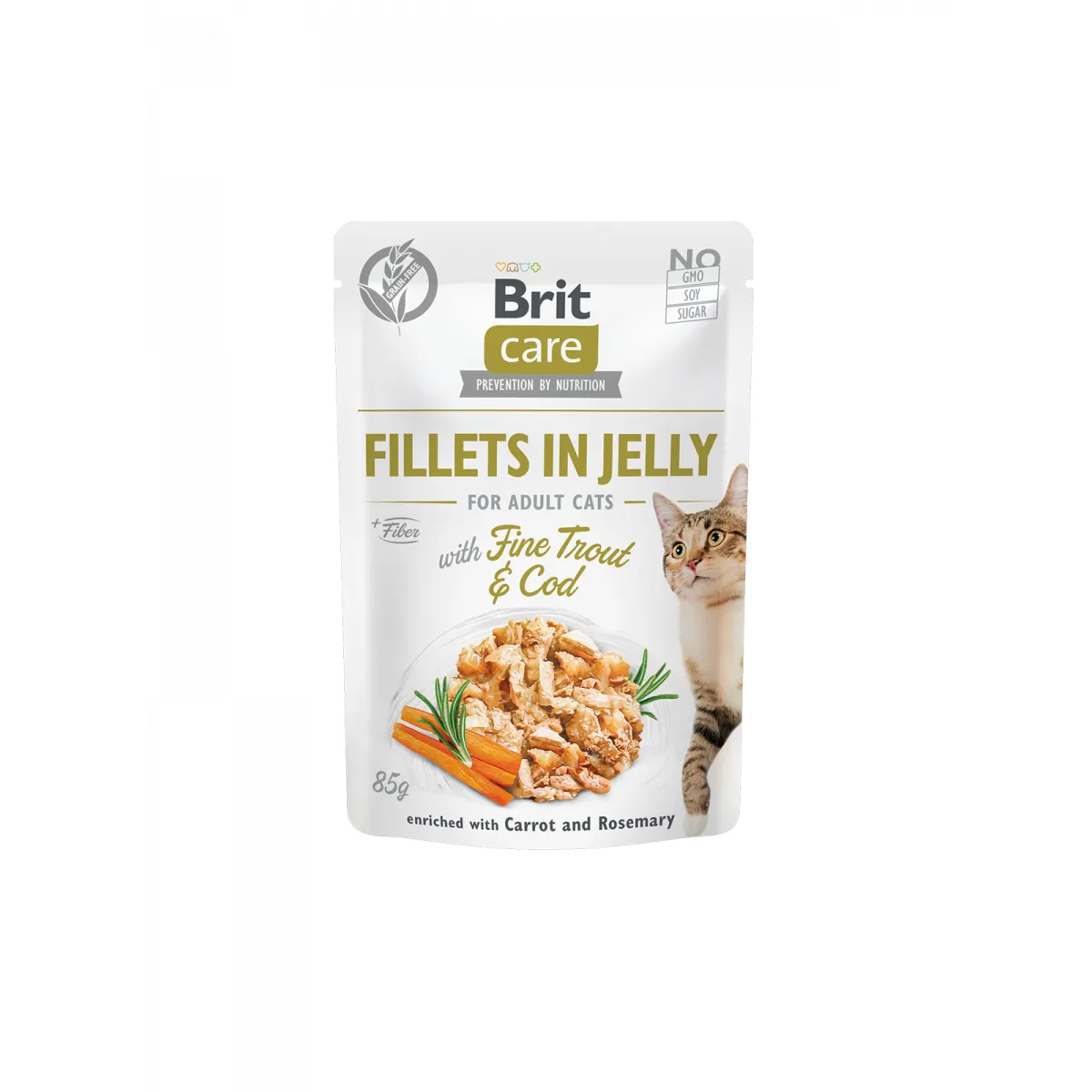 Hrana pisici - BRIT Care Cat Fillets in Jelly with Fine Trout & Cod  85 g