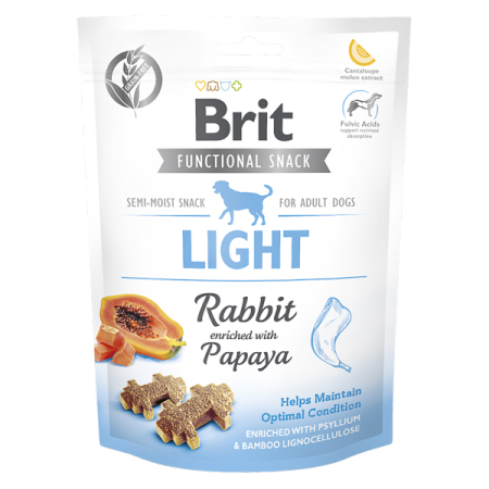 Hrana caini - BRIT Care Functional Snack Light, Iepure cu Papaya, recompense funtionale fara cereale caini, managemantul greutatii, 150g.