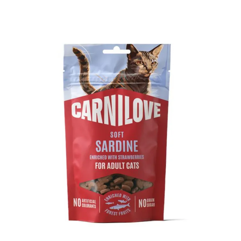Recompense pisici - Carnilove Cat Soft SnCk Sardine & Strawberry 50 g