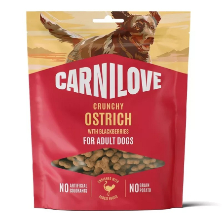 Recompense caini - CarniLove Dog Crunchy Snack Ostrich with Blackberries 200g