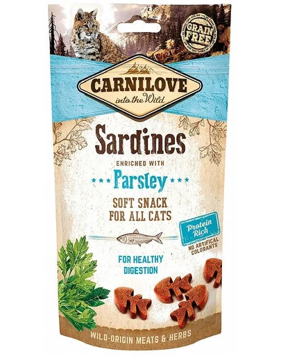 Recompense pisici - CARNILOVE Semi Moist Snacks recompense moi pentru pisici, cu sardine si patrunjel 50 g