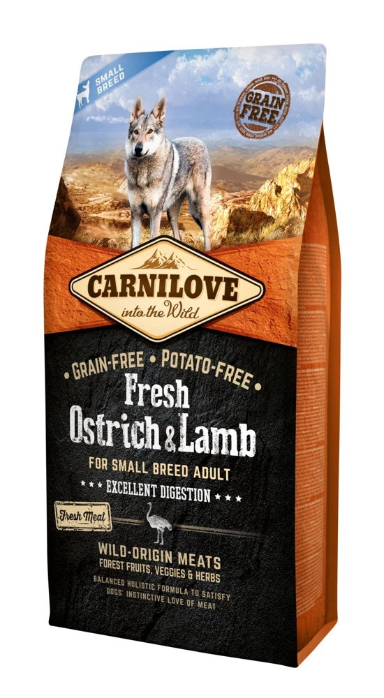 Hrana caini Carnilove fresh ostrich lamb 6KG