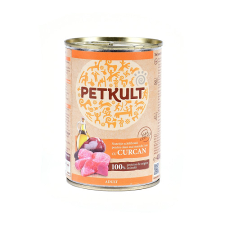 Caini - Hrana umeda pentru caini Petkult Adult cu curcan 400 g