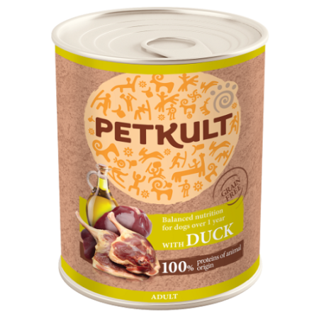 Caini - Hrana umeda pentru caini Petkult Adult cu rata 800 g