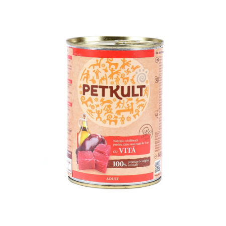 Caini - Hrana umeda pentru caini Petkult Adult cu vita 400 g