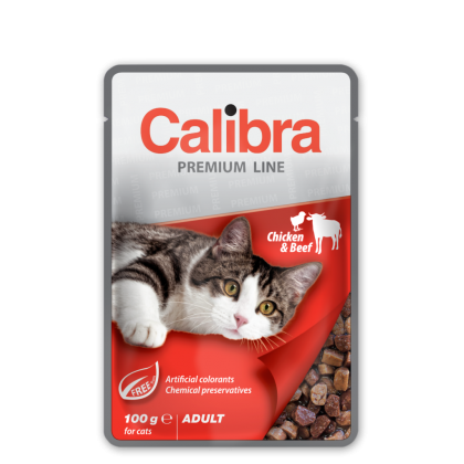 Hrana umeda pisici - Hrana umeda pentru pisici adulte Calibra Cat Pui si Vita in Sos, 100 g