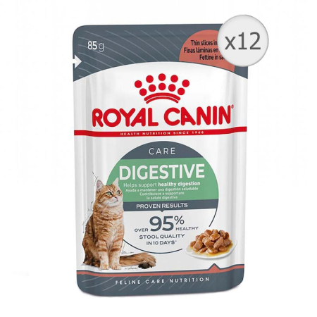 Hrana pisici - Hrana umeda pentru pisici Royal Canin, Digest Sensitive Care Adult, pentru confort digestiv, in sos, 12x85g
