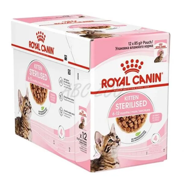 Juniori pisici - Hrana umeda pentru pisici, Royal Canin, Kitten Sterilised, 12 x 85g