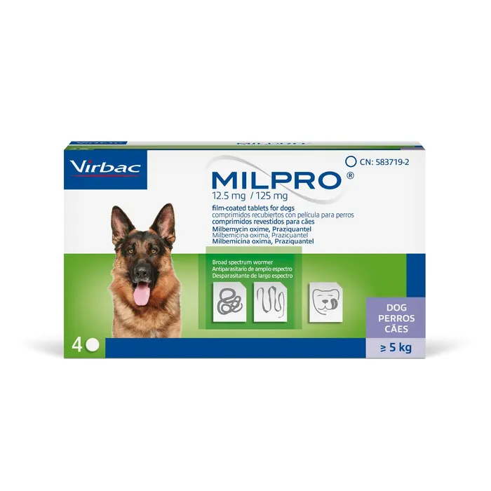 Produse deparazitare - Milpro 12/125mg Dog - Tablete