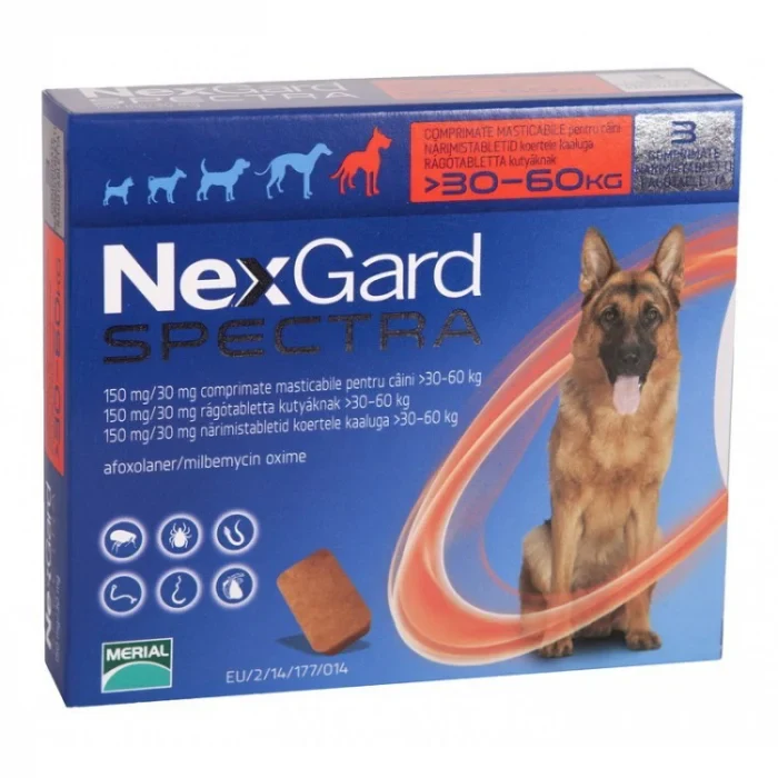 Caini - Nexgard Spectra Dog XL (30-60 kg) 150 mg/30 mg x 1 Tableta