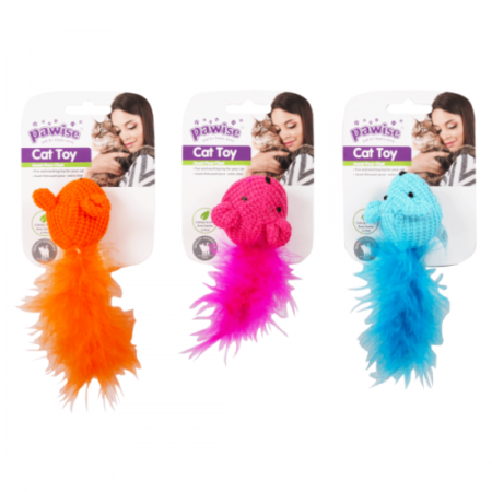 Accesorii pisici - Pawise Jucarie Soricel cu Pene portocaliu