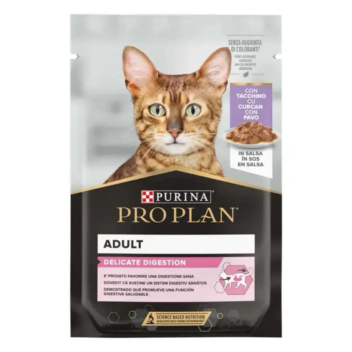 Pisici - PRO PLAN® DELICATE DIGESTION Adult, cu Curcan in sos, hrana umeda pentru pisici,  85 g