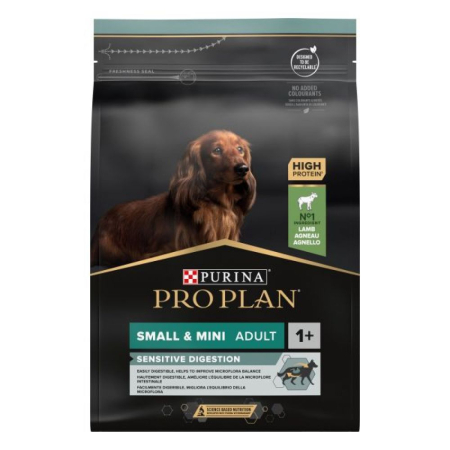 Hrana uscata caini - PRO PLAN® SENSITIVE DIGESTION Adult, bogat în miel, talie mică și foarte mică, hrană uscată pentru câini, 3kg