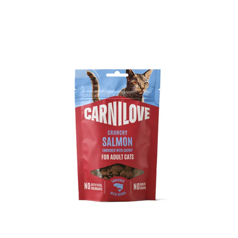 Recompense pisici - Recompense crocante pisici CARNILOVE Crunchy Snack 50 g cu somon și iarbă-mâței