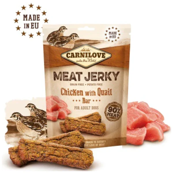 Caini - Recompense pentru caini Carnilove Dog Jerky Pui & Prepelita 100g