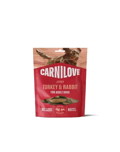 Hrana caini - Recompense uscate pentru caini, Carnilove, Jerky din Curcan & Iepure 100 G
