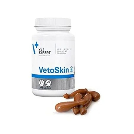 Vitamine suplimente pisici - Supliment nutritiv, VetoSkin Twist Off, pentru Caini si Pisici, 60 capsule