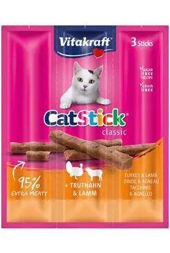 Recompense pisici - Vitakraft Cat Stick  curcan si miel, 3x18g