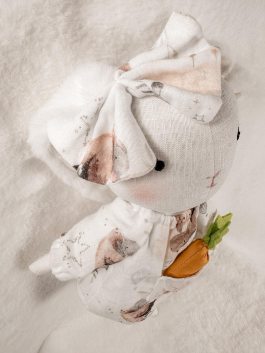 Iepuraș de pluș Miluna cu rochiță albă imprimată [5]