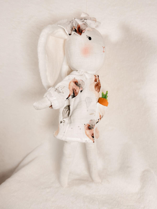 Iepuraș de pluș Miluna cu rochiță albă imprimată [4]