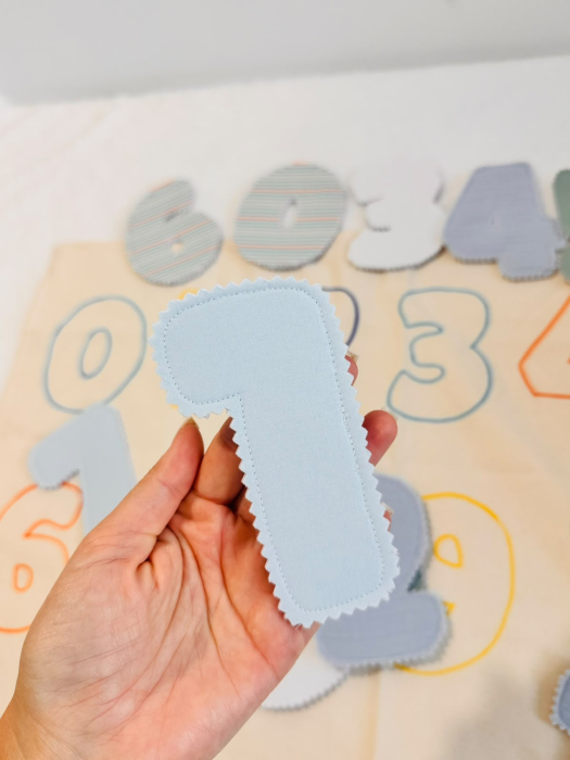 Joc educativ numere textile 0-10 - set senzorial copii si bebeluși [8]