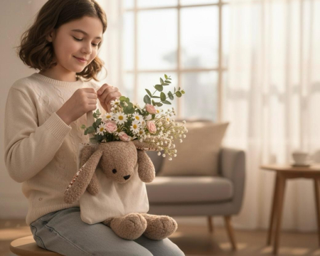 Iepurași de pluș - Bunny bag - gentuță iepuraș de pluș handmade
