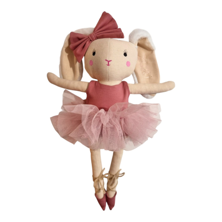 Iepurași de pluș - Iepuraș balerină handmade 40 cm – păpușă de pluș cu tutu roz