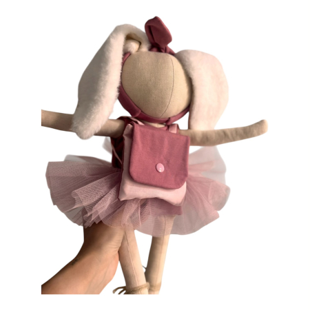 Iepuraș balerină handmade 40 cm – păpușă de pluș cu tutu roz [1]