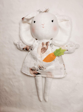 Iepuraș de pluș Miluna cu rochiță albă imprimată [1]