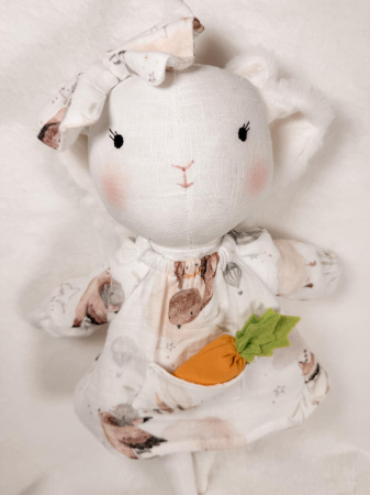 Iepuraș de pluș Miluna cu rochiță albă imprimată [2]