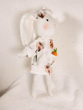 Iepuraș de pluș Miluna cu rochiță albă imprimată [3]
