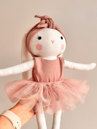 Iepurași de pluș - Iepurina Balerina costum mauve/tull roz