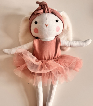 Păpușă de pluș 40 cm - Iepurina Balerina costum mauve/tull roz [1]