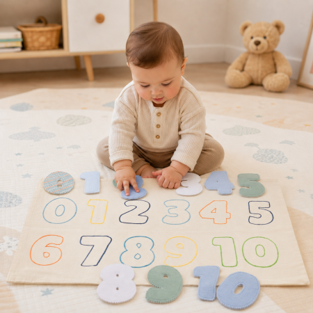 Toate produsele - Joc educativ numere textile 0-10 - set senzorial copii si bebeluși