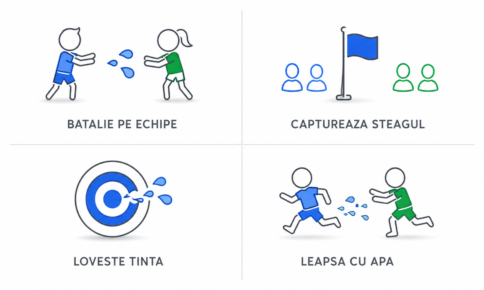 Idei de jocuri cu pistoale de apa pentru copii in curte