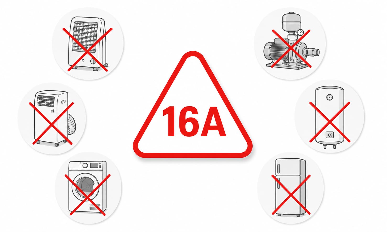 Aparate care NU se pun pe priza smart 16A: calorifer, hidrofor, boiler, aer conditionat, uscator