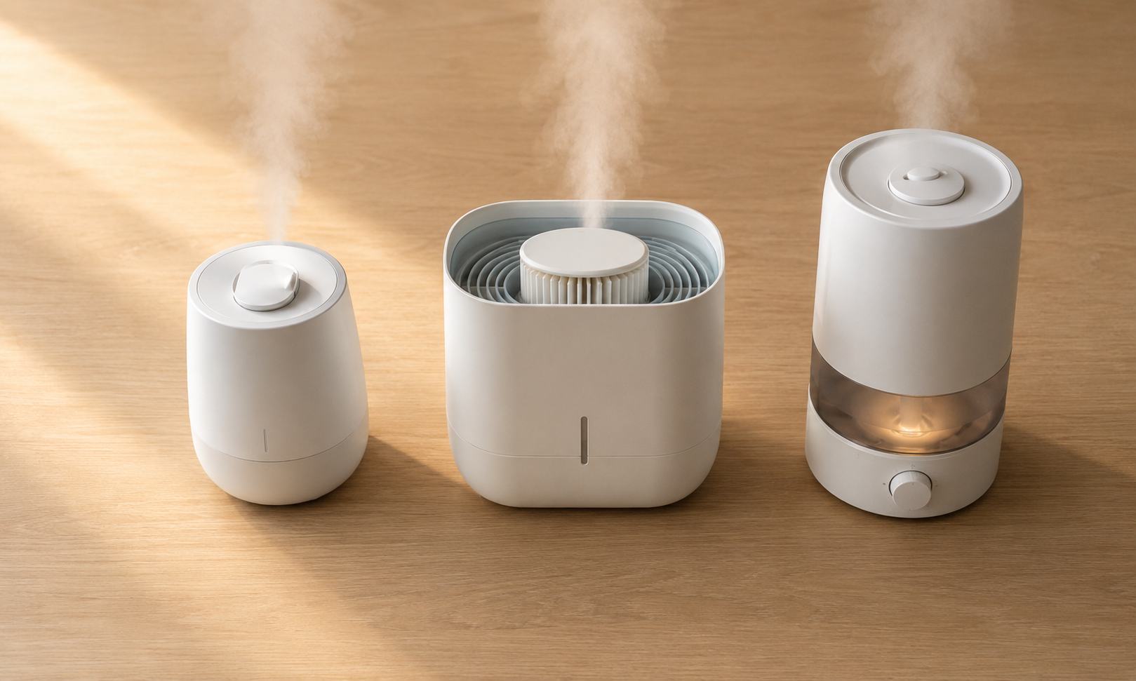 3 tipuri de umidificatoare: ultrasonic, evaporativ, vapori calzi