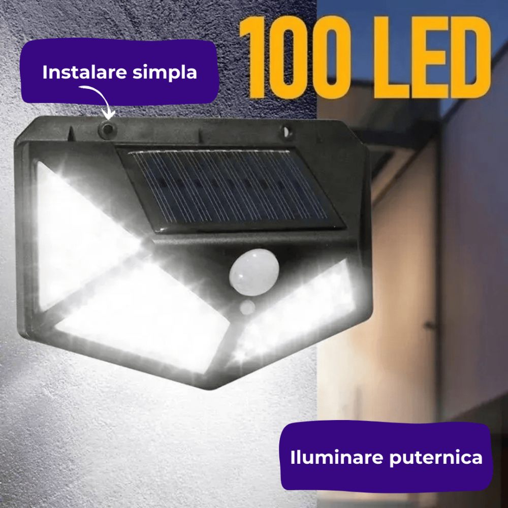 Lampa Solara 100 LED cu Senzor de Miscare – Set 4 Buc [2]