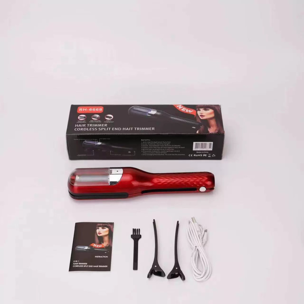 Aparat pentru repararea varfurilor despicate, 2 in 1 cu ioni negativi, reincarcabil, rosu [4]