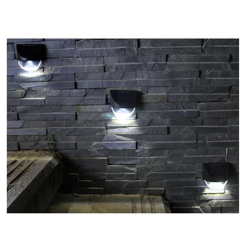 Aplica solara LED pentru gradina, set 4 bucati, ABS, lumina alb rece, negru [3]