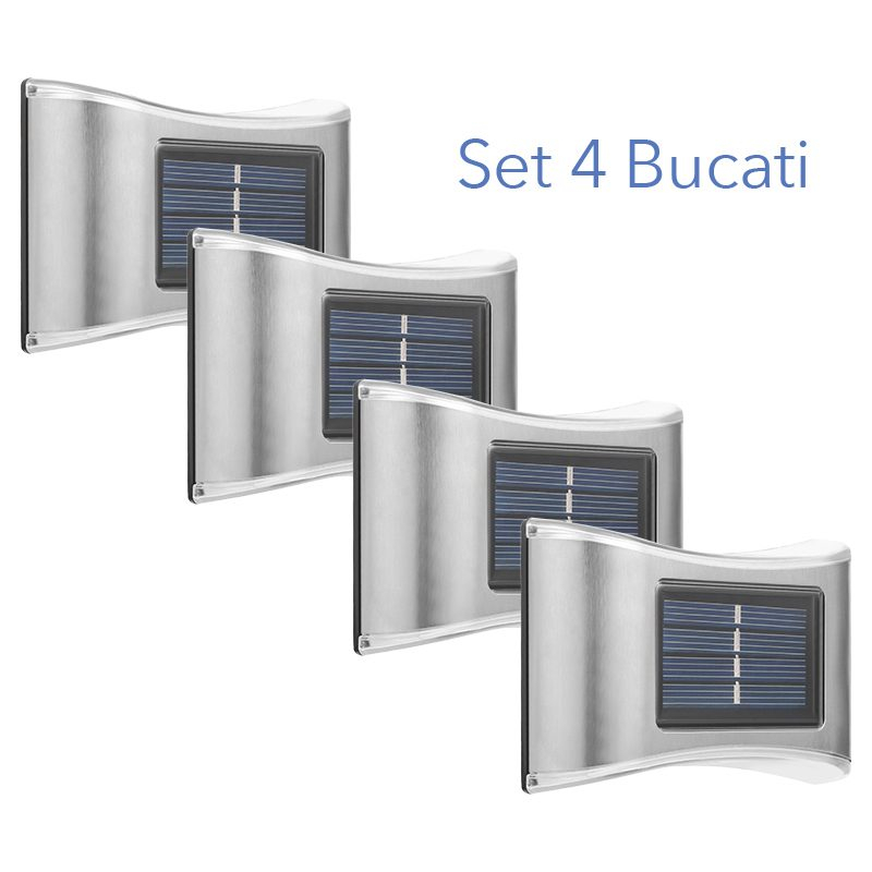 Aplica solara LED pentru gradina, set 4 bucati, ABS/Policarbonat, lumina alb rece [2]