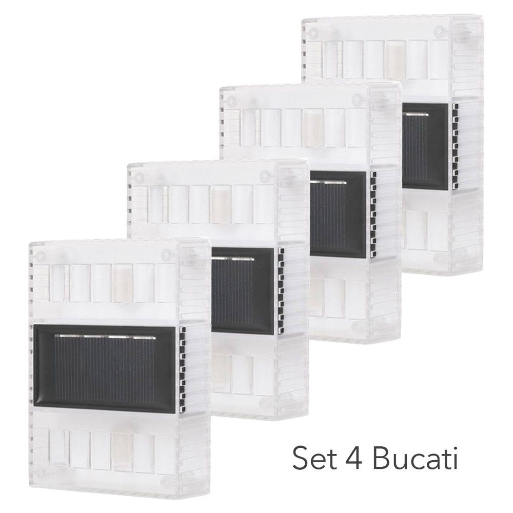 Aplica solara LED pentru gradina, set 4 bucati, ABS si policarbonat, rezistenta la apa IP65, lumina alb cald [2]