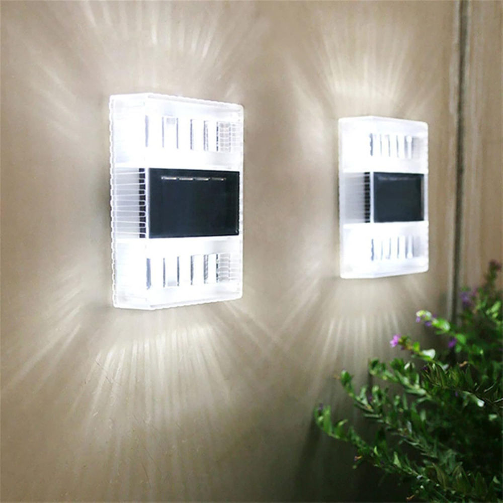 Aplica solara LED pentru gradina, set 4 bucati, ABS si policarbonat, rezistenta la apa IP65, lumina alb cald [5]