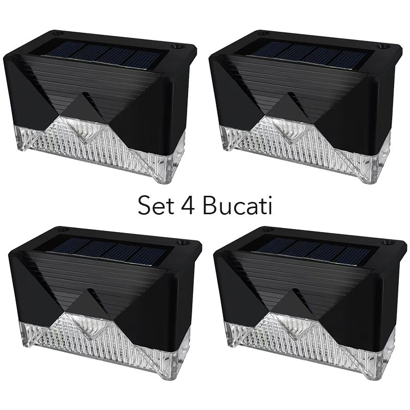 Aplica solara LED pentru gradina, set 4 bucati, rezistenta la apa IP65, lumina alb cald [2]