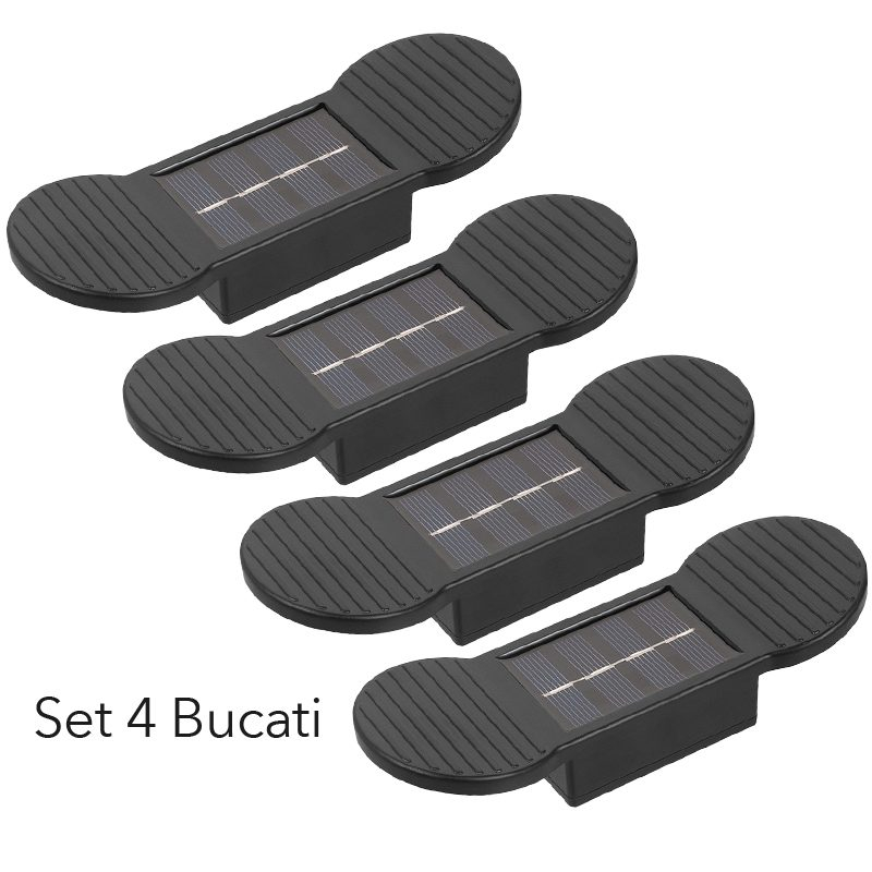 Aplica solara LED, set 4 bucati, rezistenta la apa IP65, lumina alb cald, negru [2]