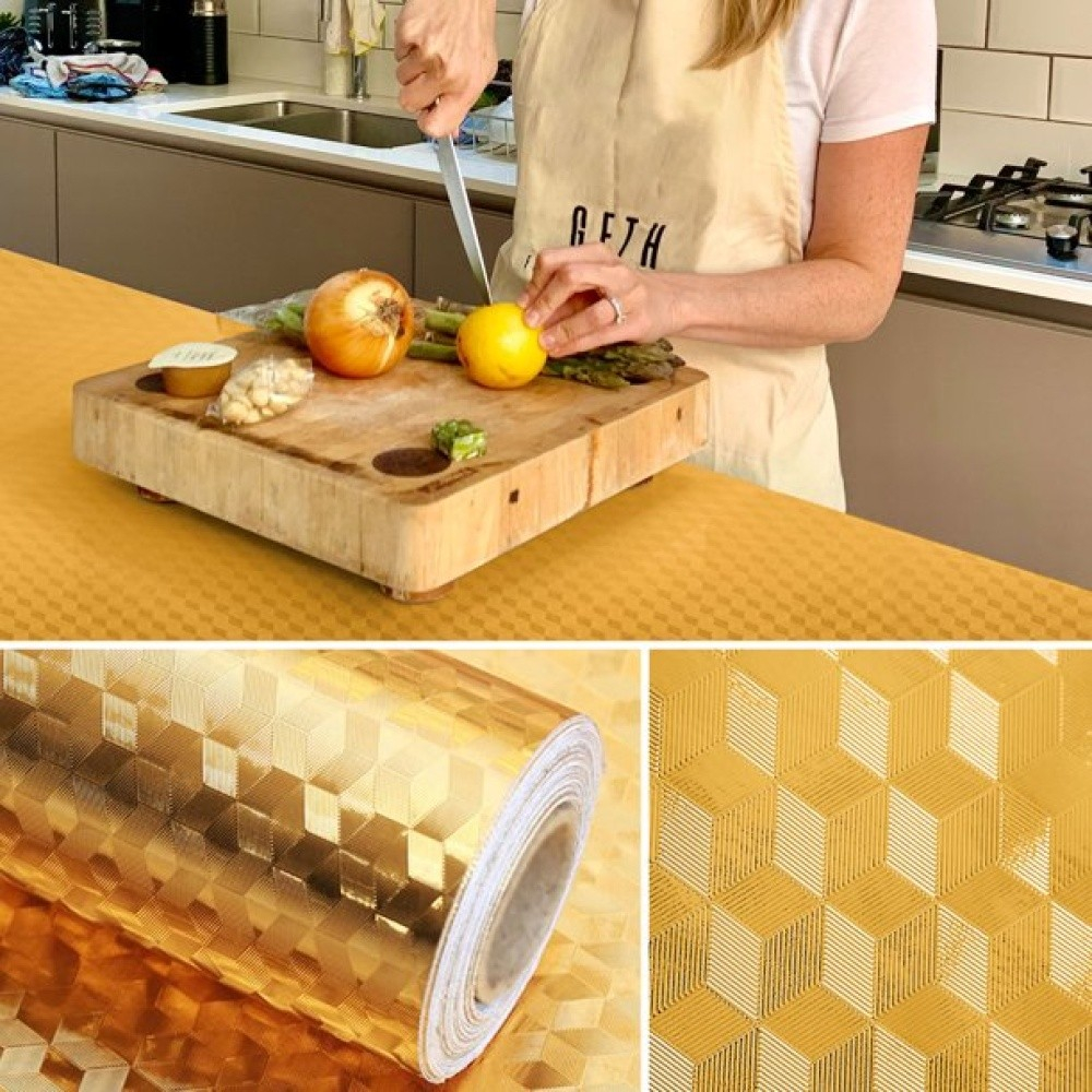 autocolant bucatarie cub 3d autoadeziv auriu [5]