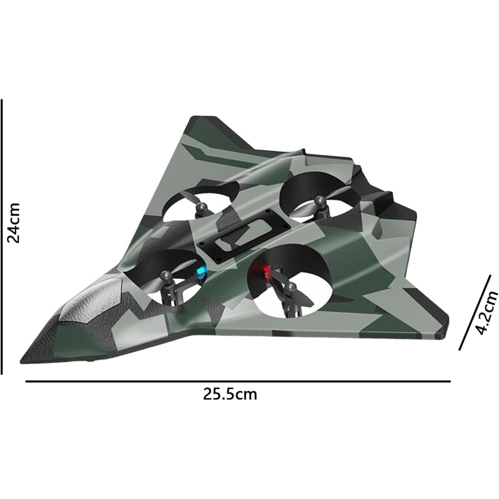 Avion de lupta cu telecomanda, model Army, rotire 360 grade, spuma EVA verde [5]