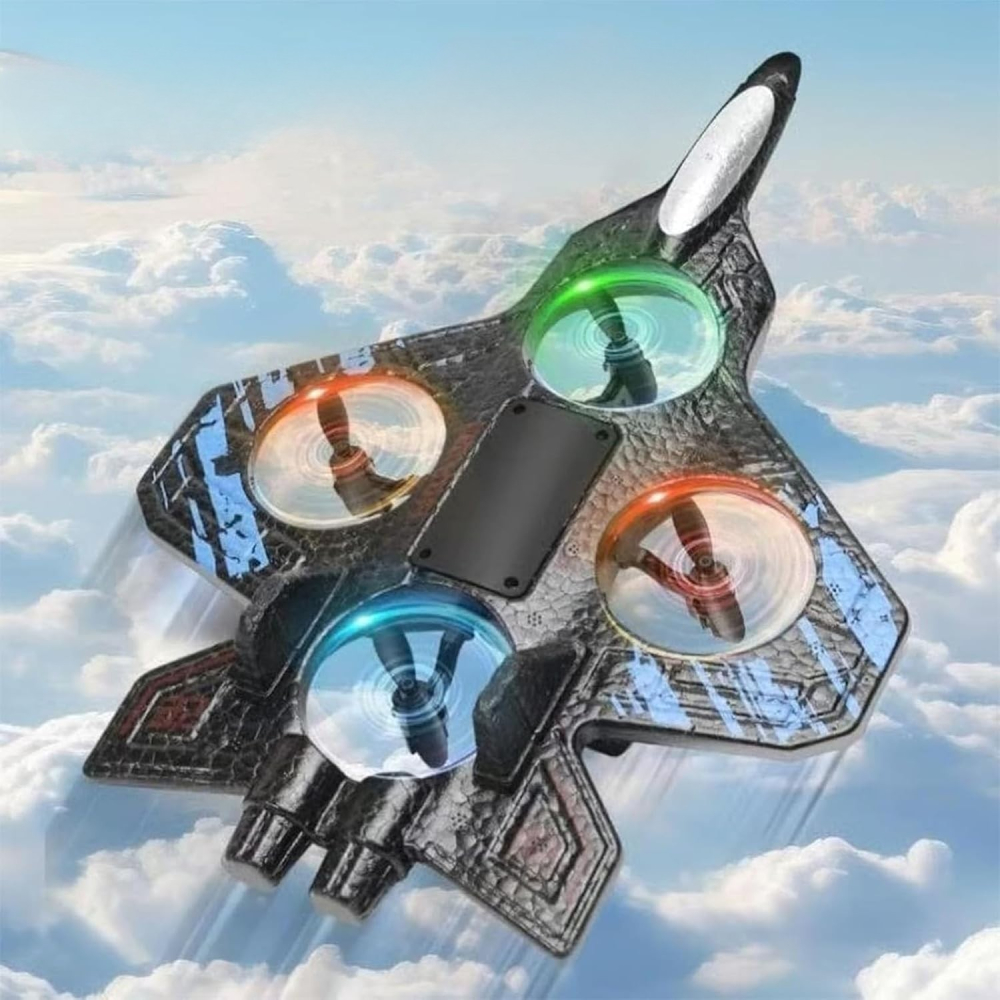 Avion de lupta cu telecomanda, tip drona, rotire 360 grade, spuma EVA negru-albastru [5]