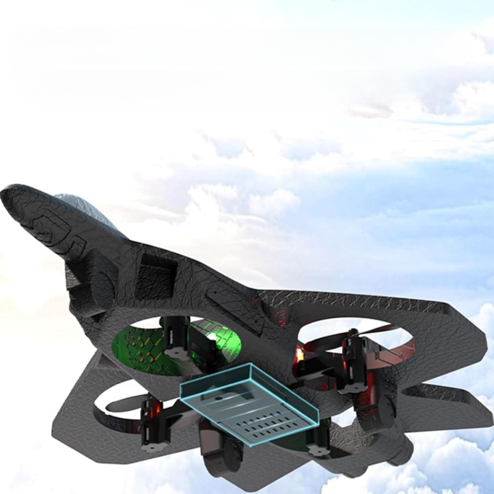 Avion de lupta cu telecomanda, tip drona, rotire 360 grade, spuma EVA negru-albastru [3]